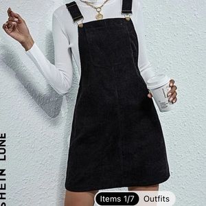 Corduroy pocket front overall dress